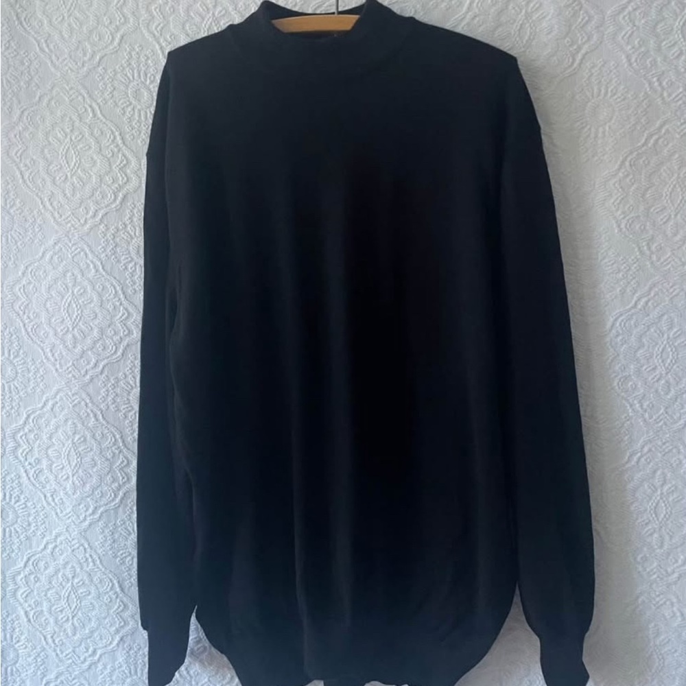 Gran Sasso Luxurious Navy Superfine Wool Men's Black Crewneck Sweater
